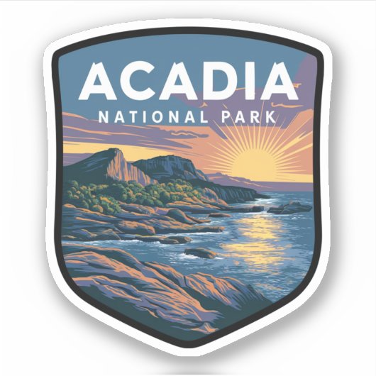 Acadia National Park Sunset Badge Sticker (Voorkant)