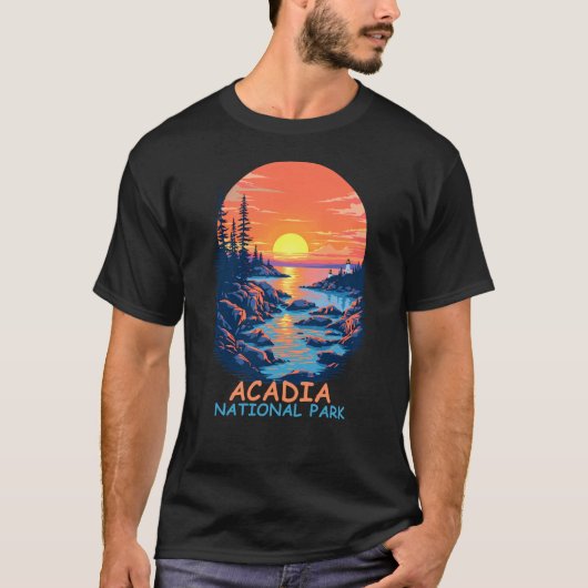 Acadia National Park - Sunset Coastline T-shirt (Voorkant)