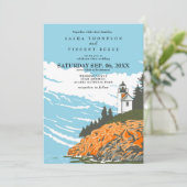 Acadia National Park Uitnodiging voor bruiloft Ret (Staand voorkant)