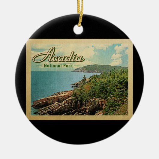 Acadia National Park Vintage Travel Keramisch Ornament (Voorkant)