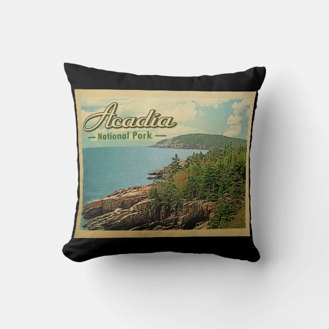 Acadia National Park Vintage Travel Kussen (Voorkant)