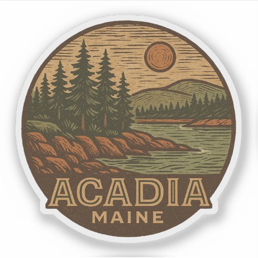 Acadia National Park Vinyl Sticker – Waterdicht (Voorkant)