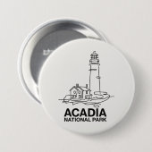 Acadia National Park Vuurtoren Lijnkunst Ronde Button 7,6 Cm (Voorkant /achterkant)