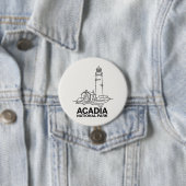 Acadia National Park Vuurtoren Lijnkunst Ronde Button 7,6 Cm (In situ)