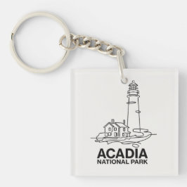 Acadia National Park Vuurtoren Lijnkunst Sleutelhanger