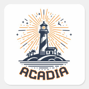 Acadia National Park Vuurtoren Zonsopgang Vierkante Sticker