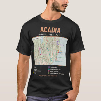 Acadia National Park Wandelroute kaart T-shirt