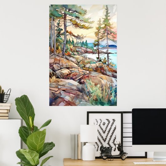 Acadia National Park Waterverf Poster (Thuiskantoor)