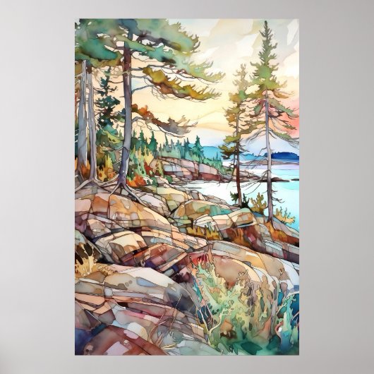 Acadia National Park Waterverf Poster (Voorkant)