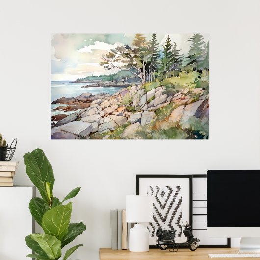 Acadia National Park Waterverf Poster (Thuiskantoor)
