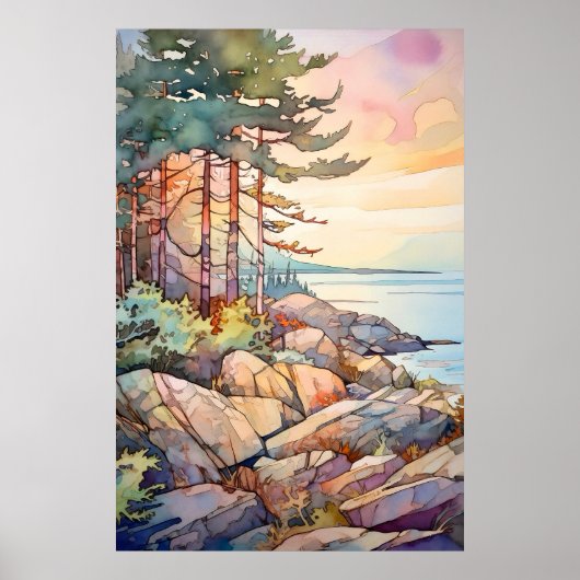 Acadia National Park Waterverf Poster (Voorkant)