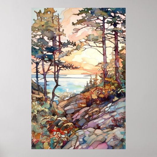 Acadia National Park Waterverf Poster (Voorkant)