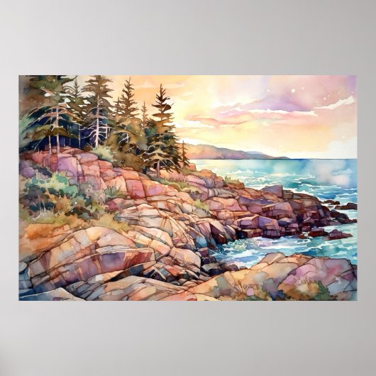 Acadia National Park Waterverf Poster (Voorkant)