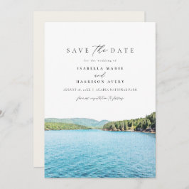 ACADIA NATIONAL PARK Waterverf Save the Date Invi Kaart