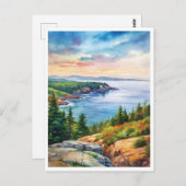 Acadia National Park Waterverf Schilderij Briefkaart (Voorkant / Achterkant)