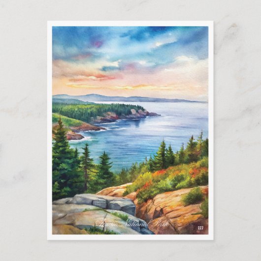 Acadia National Park Waterverf Schilderij Briefkaart (Voorkant)