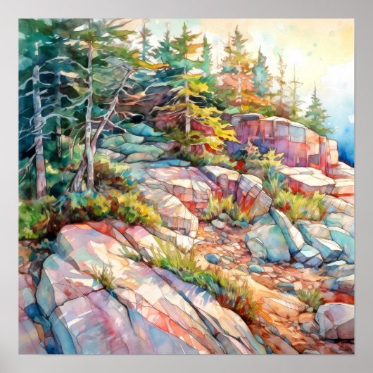 Acadia National Park Waterverf Schilderij Poster (Voorkant)