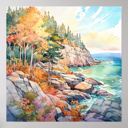 Acadia National Park Waterverf Schilderij Poster (Voorkant)