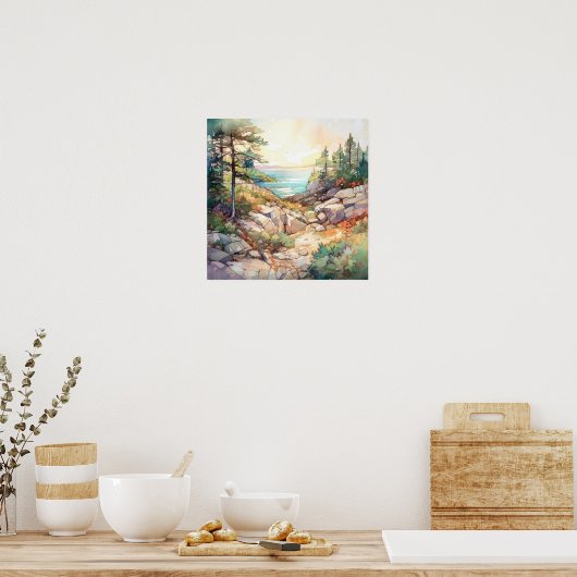 Acadia National Park Waterverf Schilderij Poster (Keuken)