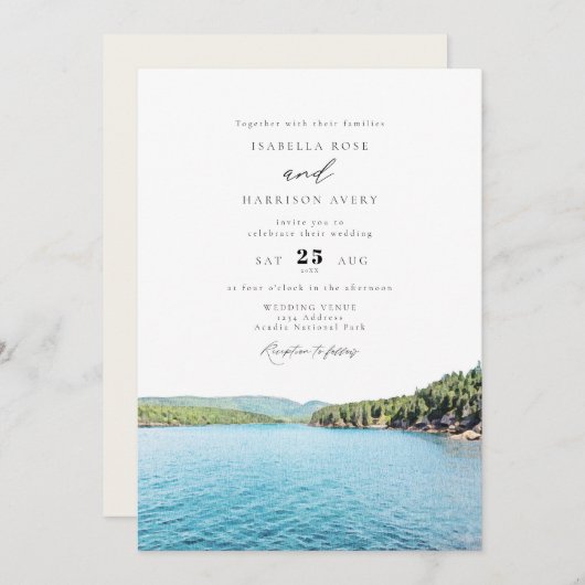 ACADIA NATIONAL PARK Waterverf Skyline Wedding Kaart (Voorkant / Achterkant)