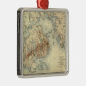 Acadia National ParkTopographic Panoramic Map Metalen Ornament (Rechts)