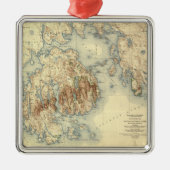 Acadia National ParkTopographic Panoramic Map Metalen Ornament (Voorkant)