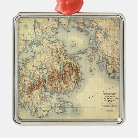 Acadia National ParkTopographic Panoramic Map Metalen Ornament (Voorkant)