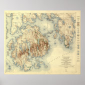 Acadia National ParkTopographic Panoramic Map Poster (Voorkant)