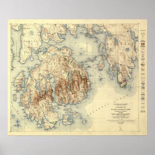 Acadia National ParkTopographic Panoramic Map Poster (Voorkant)