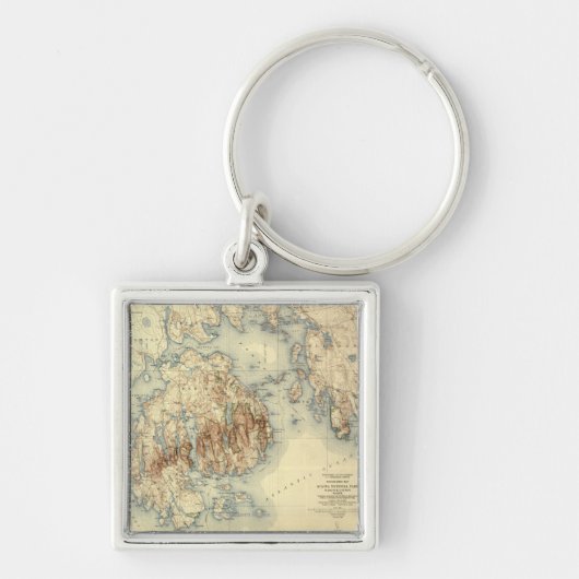 Acadia National ParkTopographic Panoramic Map Sleutelhanger (Voorkant)