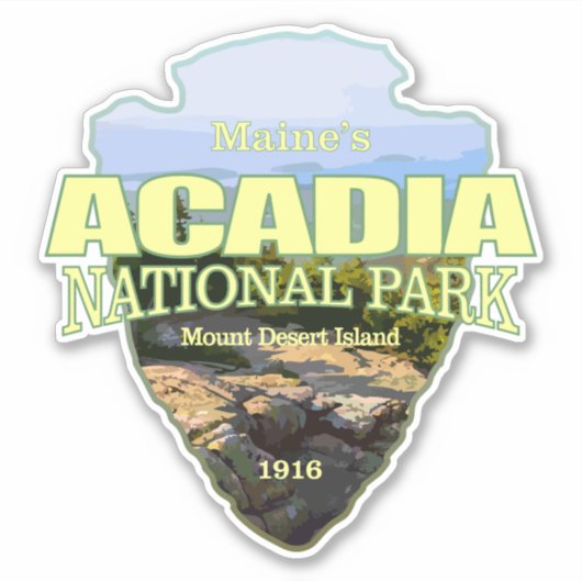 Acadia NP (pijlpunt) Sticker (Voorkant)