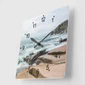 Acadia Ocean Waves Coastal Maine Square Wall Clock Vierkante Klok (Hoek)