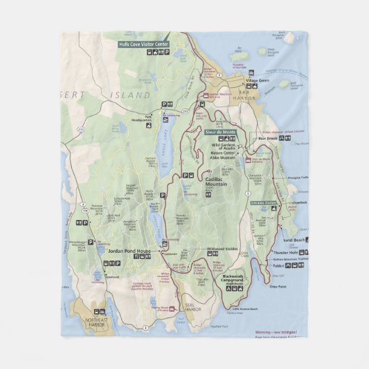 Acadia-plattegrond Fleece Deken (Voorkant)