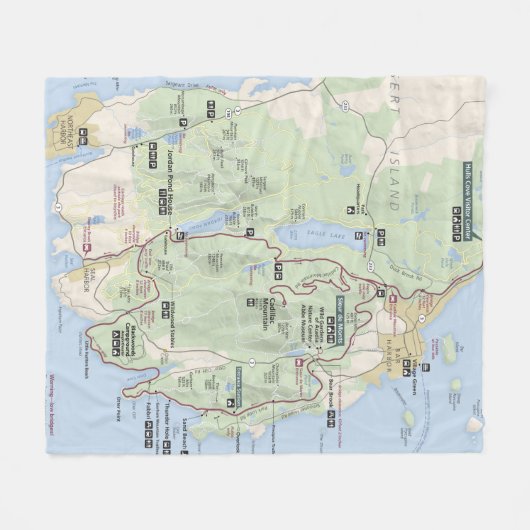 Acadia-plattegrond Fleece Deken (Voorkant (Horizontaal))