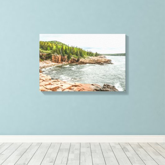Acadia Rocky Coastline in Maine Canvas Afdruk (Insitu (Houten vloer))