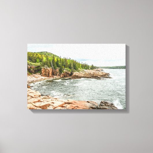 Acadia Rocky Coastline in Maine Canvas Afdruk (Voorkant)