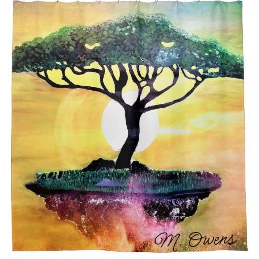 Acadia Tree on Floating Rock Douchegordijn (Voorkant)