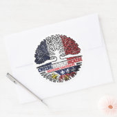 Acadian Cajun French France Tree Roots Flag Ronde Sticker (Envelop)
