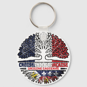 Acadian Cajun French France Tree Roots Flag Sleutelhanger