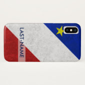 Acadian Flag Surname Distress Grunge personaliseer Case-Mate iPhone Case (Achterkant (horizontaal))
