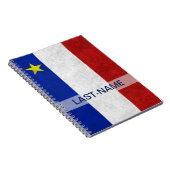 Acadian Flag Surname Distress Grunge personaliseer Notitieboek (Rechterzijde)