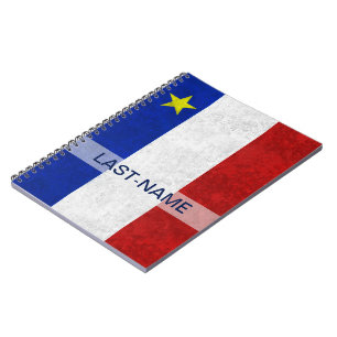 Acadian Flag Surname Distress Grunge personaliseer Notitieboek