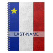 Acadian Flag Surname Distress Grunge personaliseer Notitieboek (Voorkant)
