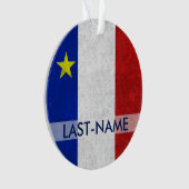 Acadian Flag Surname Distress Grunge personaliseer Ornament (voorkant)