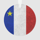 Acadian Flag Surname Distress Grunge personaliseer Ornament (achterkant)