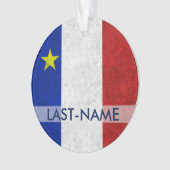 Acadian Flag Surname Distress Grunge personaliseer Ornament (voorkant)