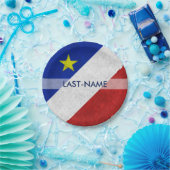 Acadian Flag Surname Distress Grunge personaliseer Papieren Bordje (Feest)