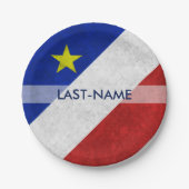 Acadian Flag Surname Distress Grunge personaliseer Papieren Bordje (Voorkant)