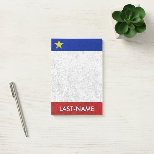 Acadian Flag Surname Distress Grunge personaliseer Post-it® Notes (Kantoor)