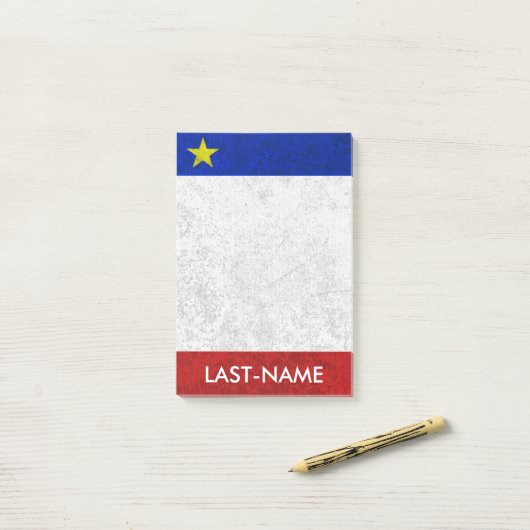 Acadian Flag Surname Distress Grunge personaliseer Post-it® Notes (Op bureau)